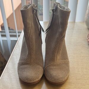 Toms Beige Perforated Ankle Booties